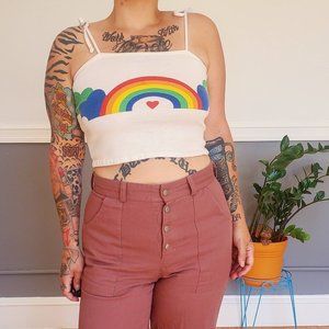 70s/80s BJ Frog Rainbow Crop Tank Dreams